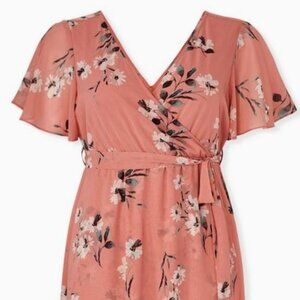 Torrid blush floral wrap dress